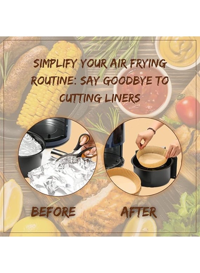 100 قطعة من بطانات المقلاة الهوائية الدائرية للاستعمال مرة واحدة 20 سم، ورق زبدة غير لاصق للخبز والتحميص والبخار والميكروويف، بطانات ورقية أمنة غذائيًا ومقاومة للحرارة من دلوكس كيتشن - Image 3